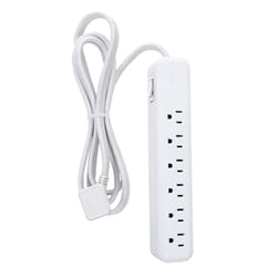 Globe Electric Designer Series 6 ft. L 6 outlets Power Strip w/Surge Protection White