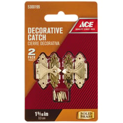 Ace Antique Brass Decorative Catch 0.9 in. 1-5/16 in. 2 pk