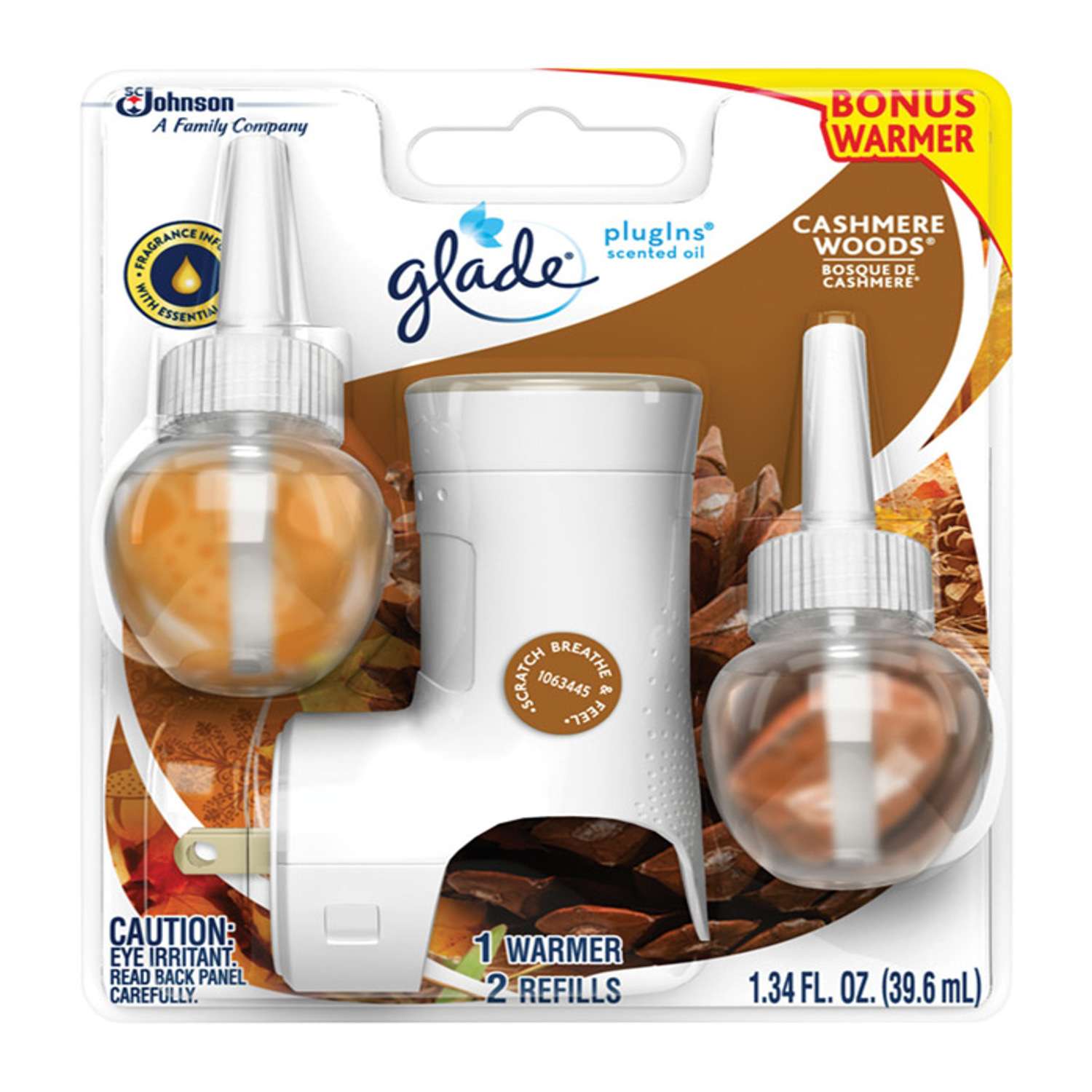 Glade PlugIns Cashmere Woods Scent Air Freshener Starter Kit 1.34 oz