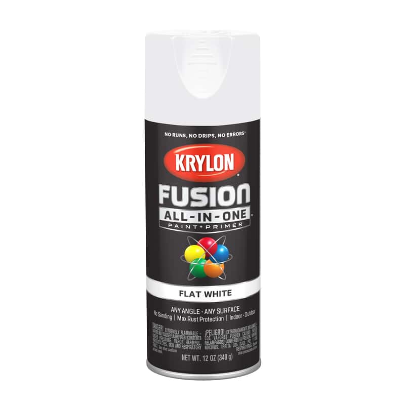 Krylon Fusion AllInOne Flat White Paint + Primer Spray Paint 12 oz