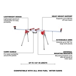 Milwaukee Milwaukee Aluminum 100 in. L X 32 in. H X 27 in. W Stand Miter Saw Stand 500 lb Red 1 pc