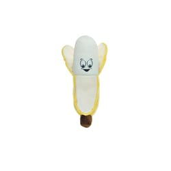 Boss Pet Chomper Yellow/White Plush Banana Dog Toy Small 1 pk