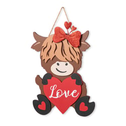 Glitzhome  Cow with Heart Hanging Sign MDF Wood 1 pk