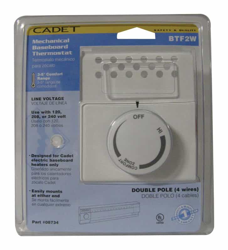 Cadet Heating and Cooling Dial Double Pole Line Voltage Baseboard