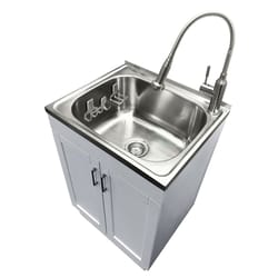 Transolid 23.6 in. W X 19.7 in. D Freestanding Stainless Steel Laundry Sink with Cabinet