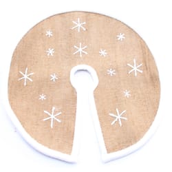 Celebrations Tan/White Snowflake Tree Skirt 12 in.