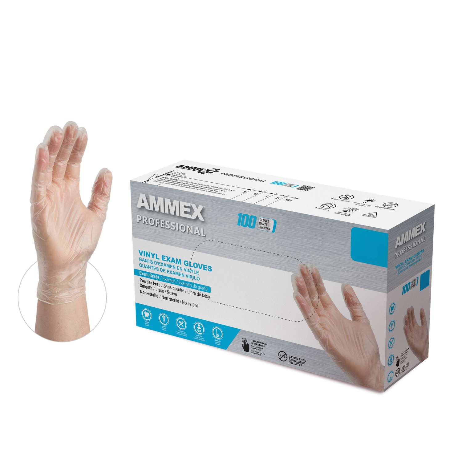 AMMEX Professional Vinyl Disposable Gloves Large Clear Powder Free 100 pk Ace Hardware