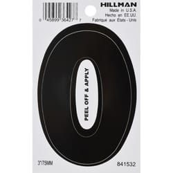 Hillman 3 in. Black Vinyl Self-Adhesive Letter O 1 pc