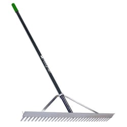 Hooyman 66.25 in. 16 Tine Aluminum Landscape Rake Fiberglass Handle