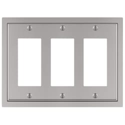 Amerelle Shaker Satin Nickel Gray 3 gang Zinc Decorator Wall Plate 1 pk