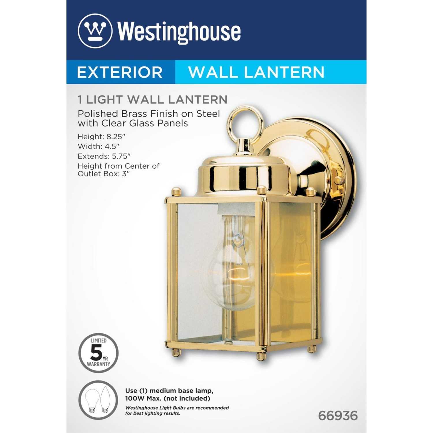 Westinghouse Polished Brass Clear Incandescent Wall Lantern Ace Hardware