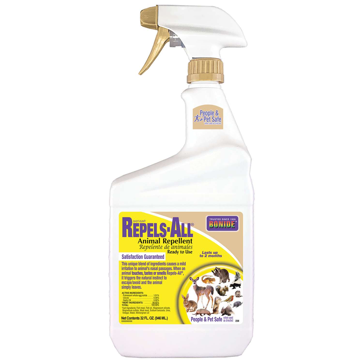Bonide RepelsAll Animal Repellent Spray For Most Animal Types 32 oz