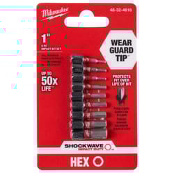 Milwaukee Shockwave Hex 1 in. L Impact Insert Bit Set Steel 9 pc