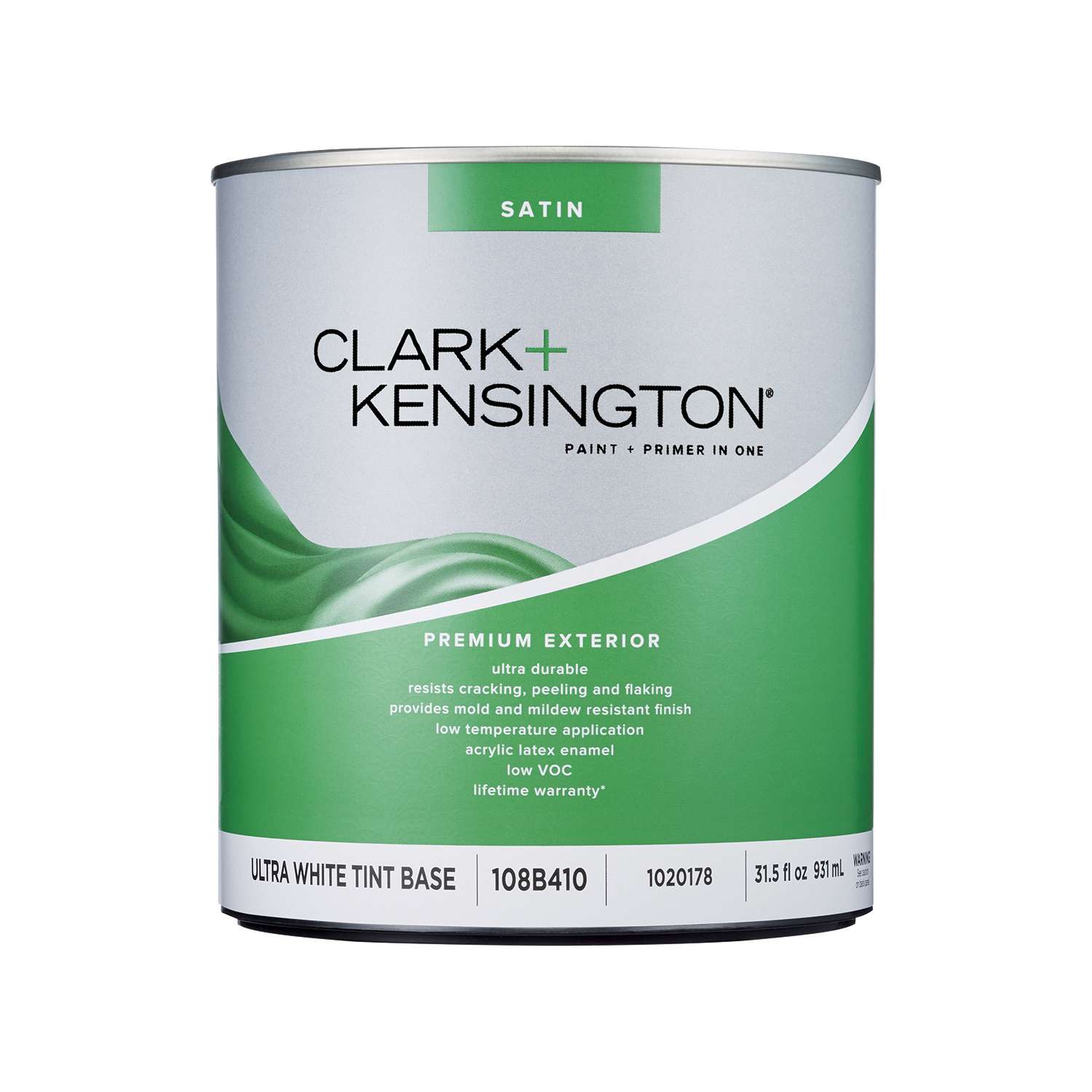 Clark+Kensington Satin Tint Base Ultra White Base Premium Paint ...