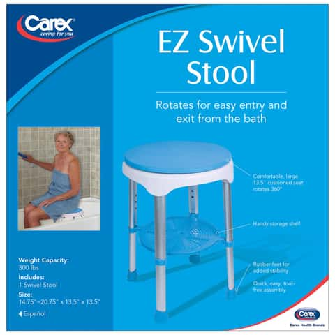 Carex Health Brands Blue/White Bath/Shower Seat Aluminum 20.75 in