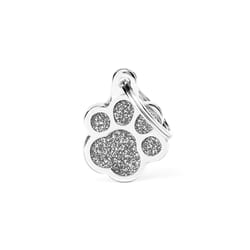 MyFamily Shine Gray Glitter Paw Metal Dog Pet Tags Medium