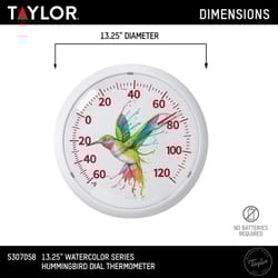 Taylor Hummingbird Dial Thermometer Plastic White 13.25 in.