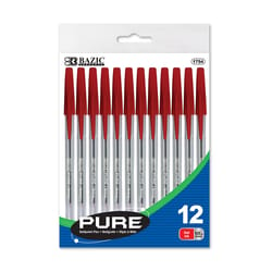 Bazic Products Pure Red Ball Point Pen 12 pk