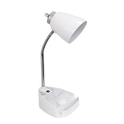 All The Rages Simple Designs 18.5 in. White Organizer Desk Lamp with USB Port