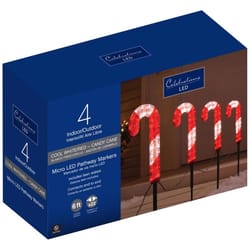 Celebrations Blue LED Red/White Cane Candy 12 in. Pathway Decor