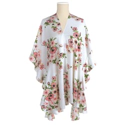 Jack and Missy One Size Fits All Ruffled Sleeve Women's V-Neck White Kimono