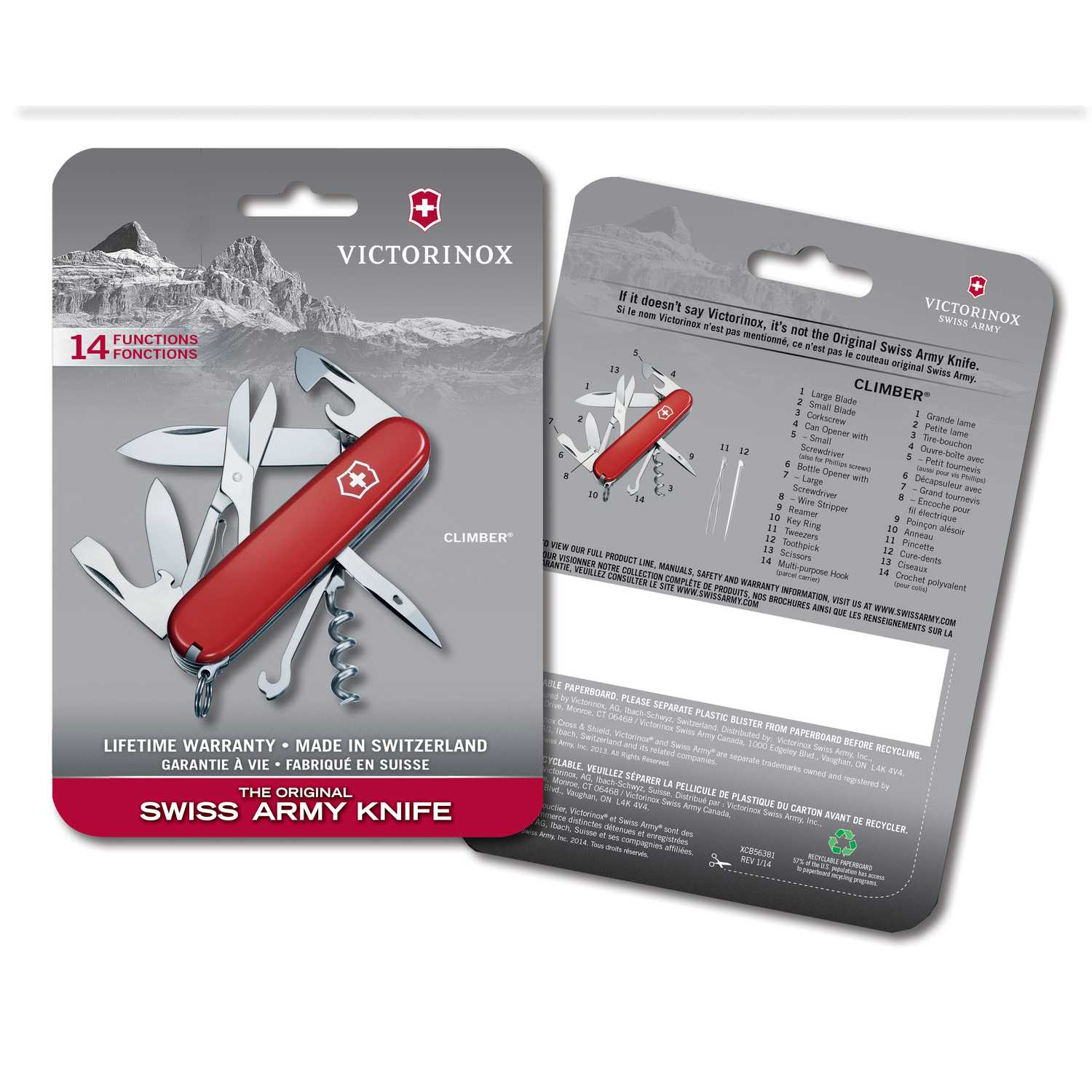 Victorinox  Swiss Army Climber Red Stainless Steel 3 5 in   Victorinox  Swiss Army Climber Red Stainless Steel 3 5 in