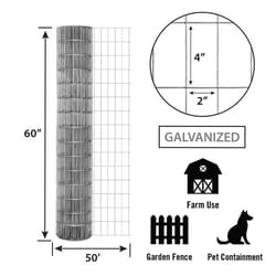 Garden Craft 60 in. H X 50 ft. L Steel Welded Wire Fence Silver