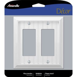 Amerelle Cottage White 2 gang Wood Decorator Wall Plate 1 pk