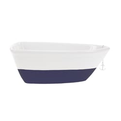 Pavilion We People Blue/White Bamboo/Stoneware Boat Serving Dish with Oar 1