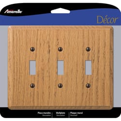 Amerelle Contemporary Brown 3 gang Wood Toggle Wall Plate 1 pk