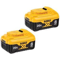 DeWalt 20V MAX XR DCB208-2 8 Ah Lithium-Ion Battery 2 pc