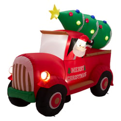 Glitzhome 70.87 in. Santa On Pick Up Truck Decor Inflatable