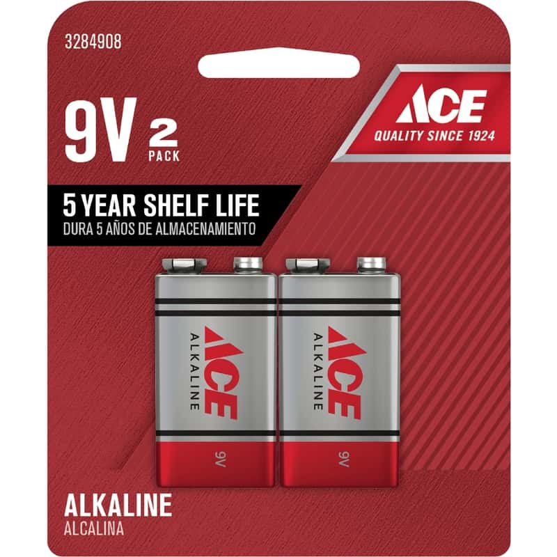 Ace 9Volt Alkaline Batteries 2 pk Carded Ace Hardware