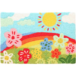 Jellybean 30 in. W X 20 in. L Multicolored Groovy Flowers Polyester Accent Rug