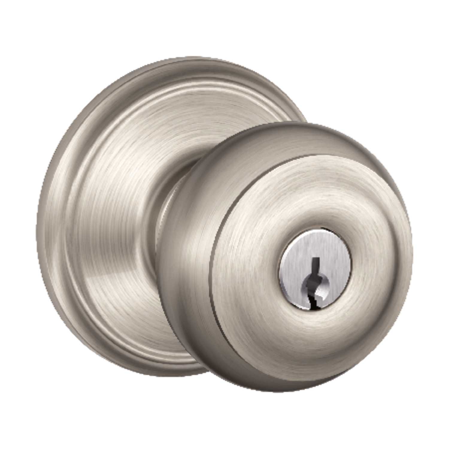 Schlage Satin Nickel Steel Entry Lockset ANSI Grade 2 13/4 in