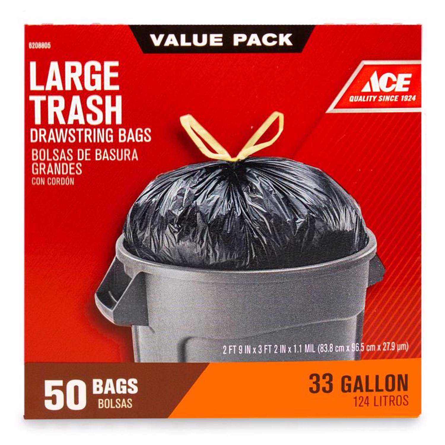 50-Pack Ace 33-Gallon Drawstring Trash Bag