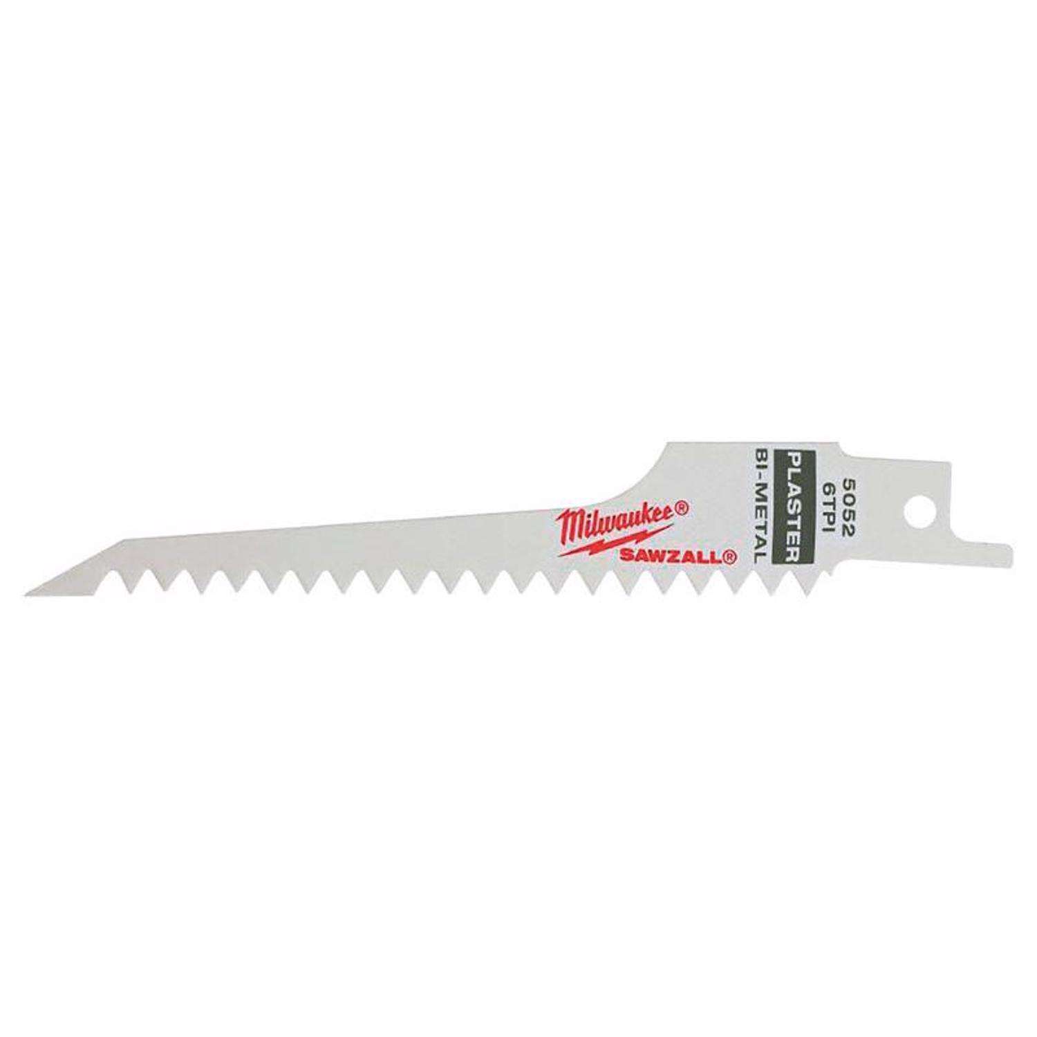 Milwaukee SAWZALL 5 in. BiMetal Plaster Reciprocating Saw Blade 6 TPI 5 pk Ace Hardware