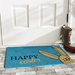 Home & More 1.42 W X 2.42 L Blue Happy Easter Coir Door Mat