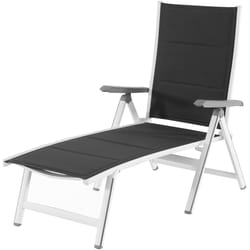 Mod Everson White Aluminum Frame Padded Sling Folding Chaise Lounge