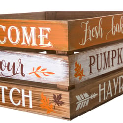 Glitzhome 6.89 in. Pumpkin Crate Fall Decor