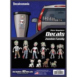 Decalcomania Colored Zombie Family Kit Car Sticker Vinyl 10 pk