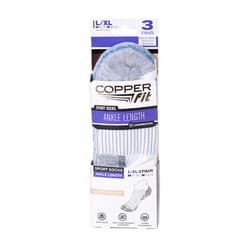 Copper Fit Unisex Sport L/XL Ankle Socks White