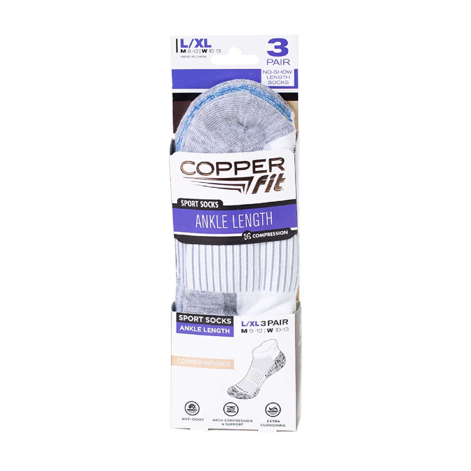 Copper Fit Unisex Sport L/XL Ankle Socks White Ace Hardware