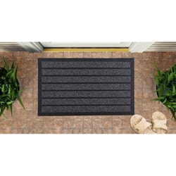 Superio Brand 18 in. W X 30 in. L Gray Striped Coir/Rubber Door Mat