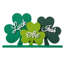 Glitzhome St. Patrick's Day Shamrocks Table Decor Wood 1 pc