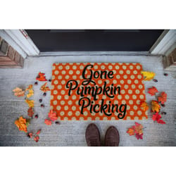 Entryways 17 in. W X 28 in. L Orange Gone Pumpkin Picking Coir Door Mat