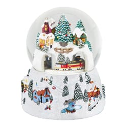 Roman Glitter Dome Multicolored Musical Village Rotating Train Table Decor 5.75 in.