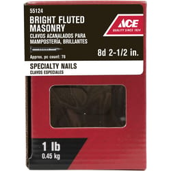 Ace 8D 2-1/2 in. Masonry Bright Steel Nail Flat Head 1 lb