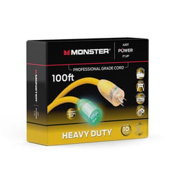 Monster Just Power It Up Outdoor 100 ft. L Yellow Extension Cord 10/3 SJTW