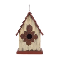Glitzhome 8.94 in. H X 4.53 in. W X 6.1 in. L Metal and Wood Bird House